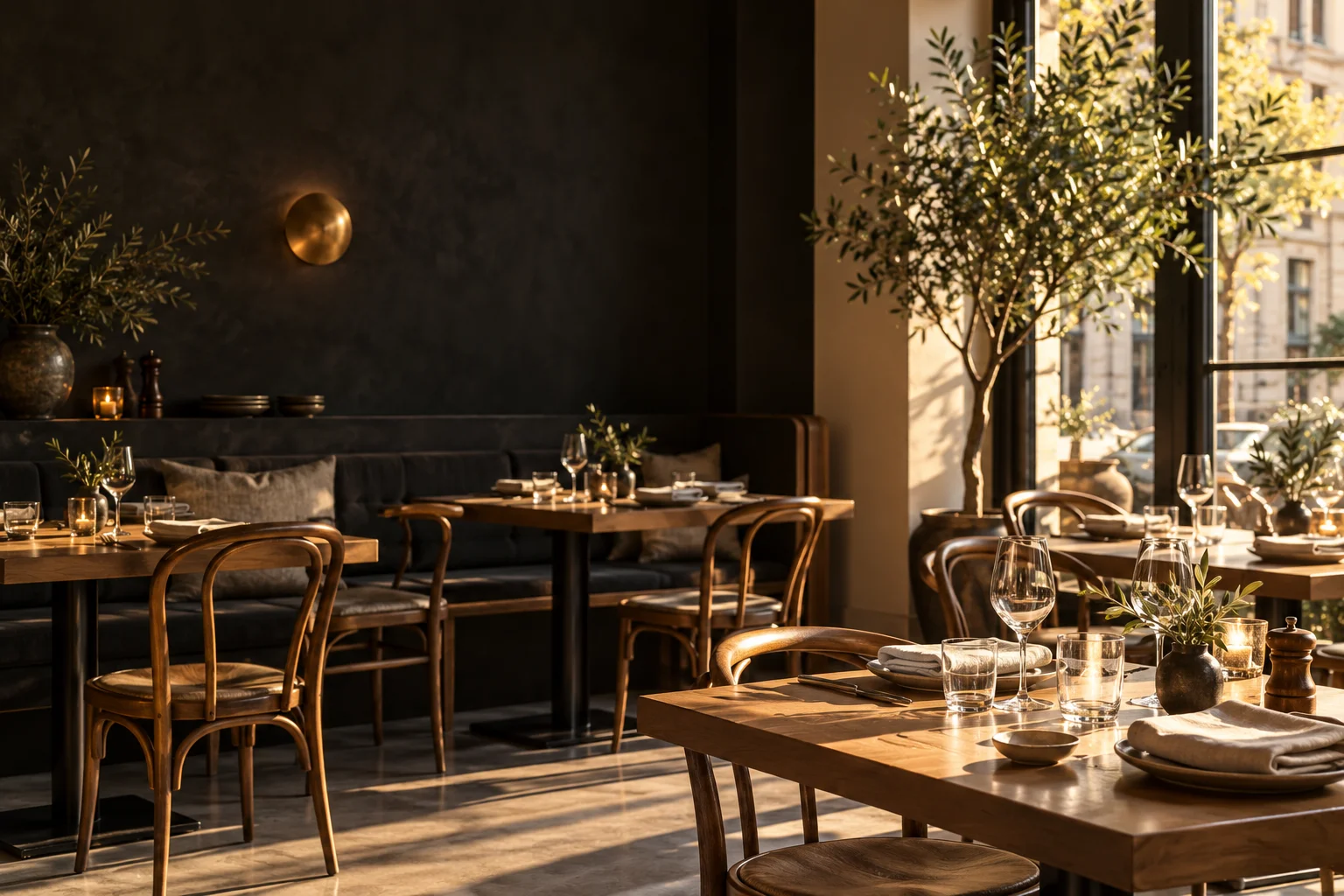 Restaurantlokale klart for servering